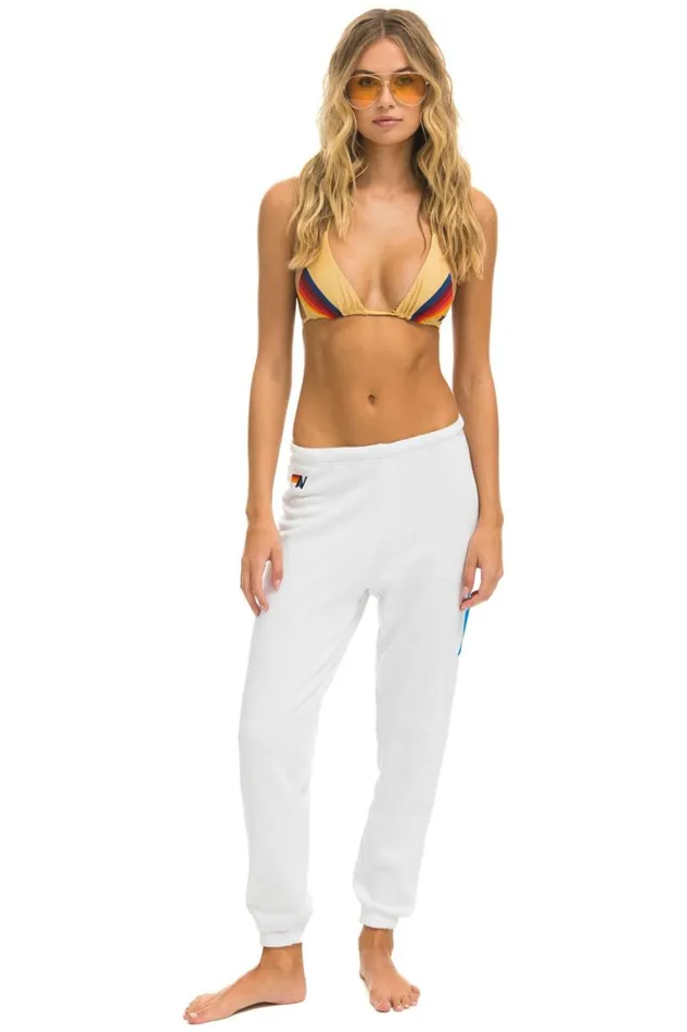 Women Sweatpants Aviator Nation Bolt Sweatpants 8211 White Blue
