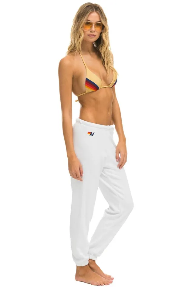 Women Sweatpants Aviator Nation Bolt Sweatpants 8211 White Blue