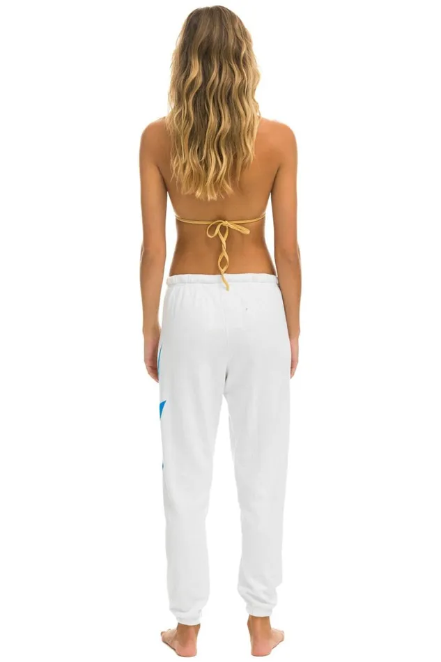 Women Sweatpants Aviator Nation Bolt Sweatpants 8211 White Blue