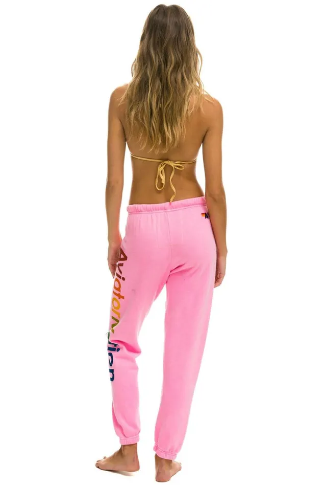 Women Sweatpants Aviator Nation Haight Ashbury Sweatpants 8211 Neon Pink
