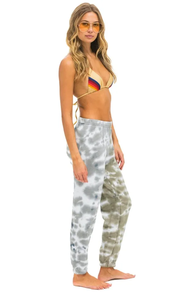 Women Sweatpants Aviator Nation Hand Dyed Sweatpants 8211 Tie Dye Grey Olive