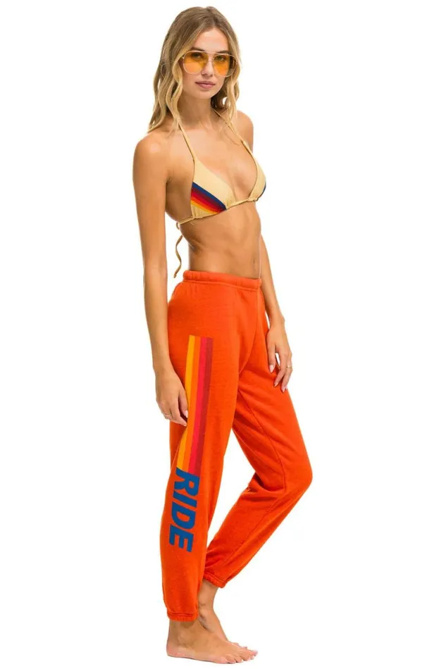 Women Sweatpants Aviator Nation Ride Logo Sweatpants 8211 Orange