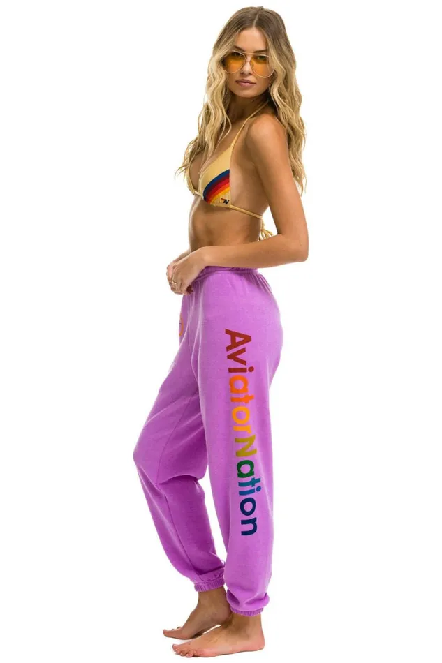 Women Sweatpants Aviator Nation San Francisco Sweatpants 8211 Neon Purple