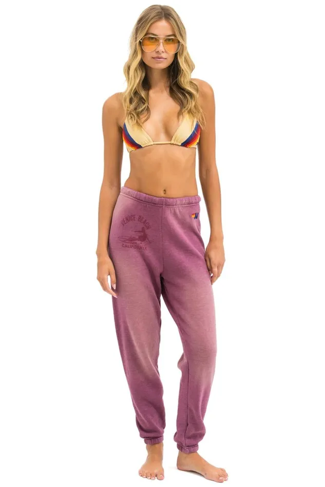 Women Sweatpants Aviator Nation Venice Surfer Sweatpants 8211 Faded Berry