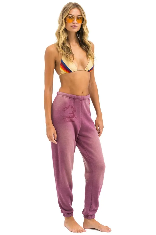 Women Sweatpants Aviator Nation Venice Surfer Sweatpants 8211 Faded Berry