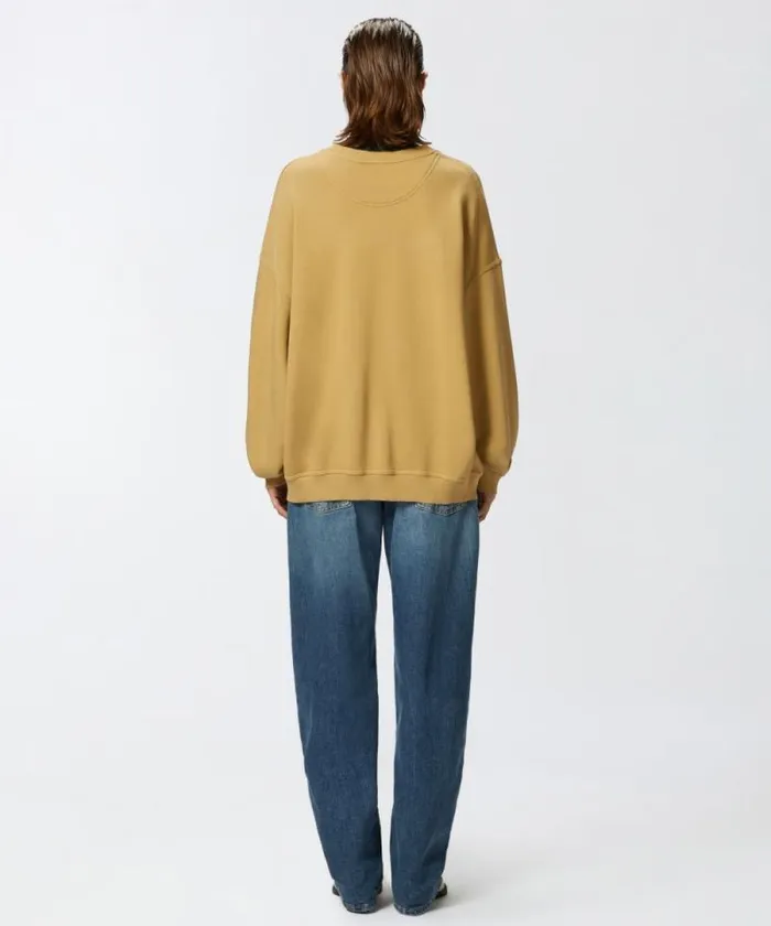 Women Sweatshirts Pinko Oversized Sweatshirt With PINKO Atelier Print Beige Women Sweatshirts Pinko Oversized Sweatshirt With PINKO Atelier Print Beige