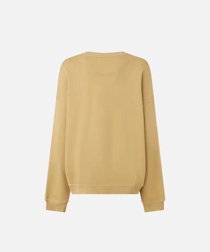 Women Sweatshirts Pinko Oversized Sweatshirt With PINKO Atelier Print Beige Women Sweatshirts Pinko Oversized Sweatshirt With PINKO Atelier Print Beige