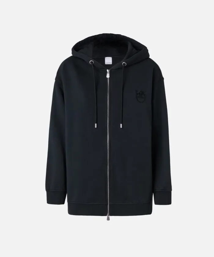 Women Sweatshirts Pinko Sweatshirt With Zip And Embroidered Logo Hood Caviar Black Women Sweatshirts Pinko Sweatshirt With Zip And Embroidered Logo Hood Caviar Black