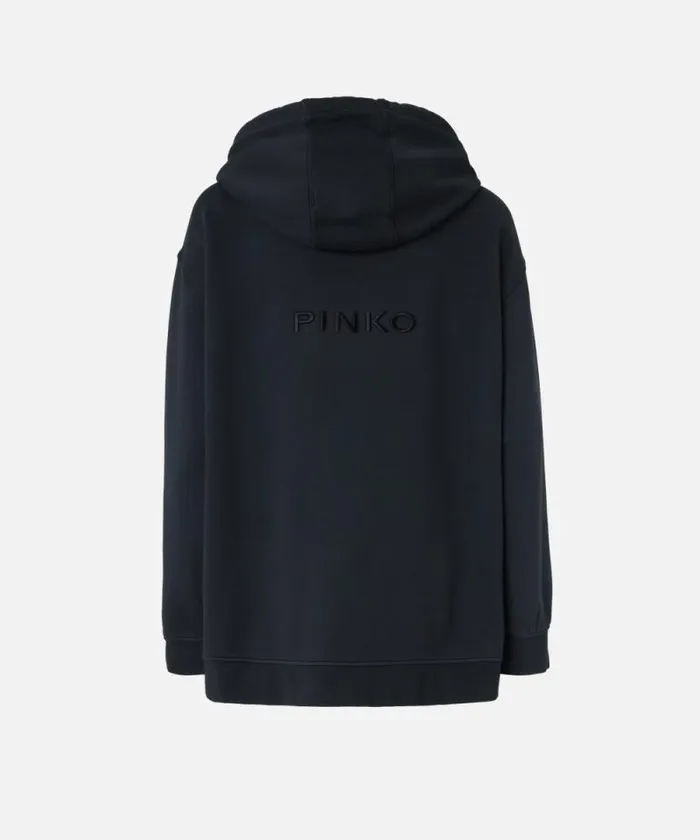 Women Sweatshirts Pinko Sweatshirt With Zip And Embroidered Logo Hood Caviar Black Women Sweatshirts Pinko Sweatshirt With Zip And Embroidered Logo Hood Caviar Black