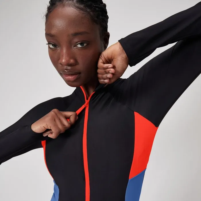 Women Swimming Costumes Speedo Women039s Colourblock Long Sleeve Zip Swimsuit BlackRed Women Swimming Costumes Speedo Women039s Colourblock Long Sleeve Zip Swimsuit BlackRed