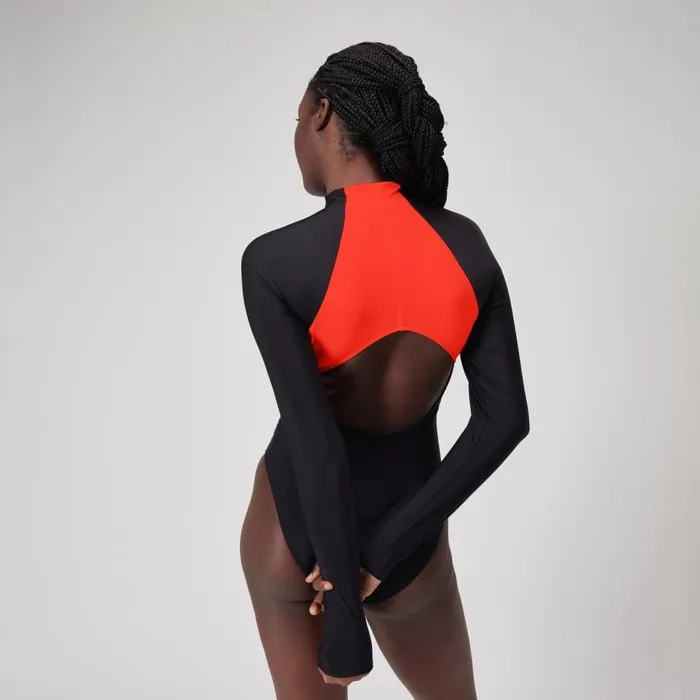 Women Swimming Costumes Speedo Women039s Colourblock Long Sleeve Zip Swimsuit BlackRed Women Swimming Costumes Speedo Women039s Colourblock Long Sleeve Zip Swimsuit BlackRed