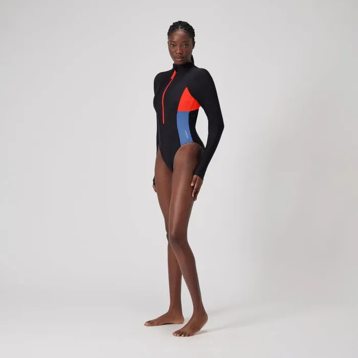 Women Swimming Costumes Speedo Women039s Colourblock Long Sleeve Zip Swimsuit BlackRed Women Swimming Costumes Speedo Women039s Colourblock Long Sleeve Zip Swimsuit BlackRed