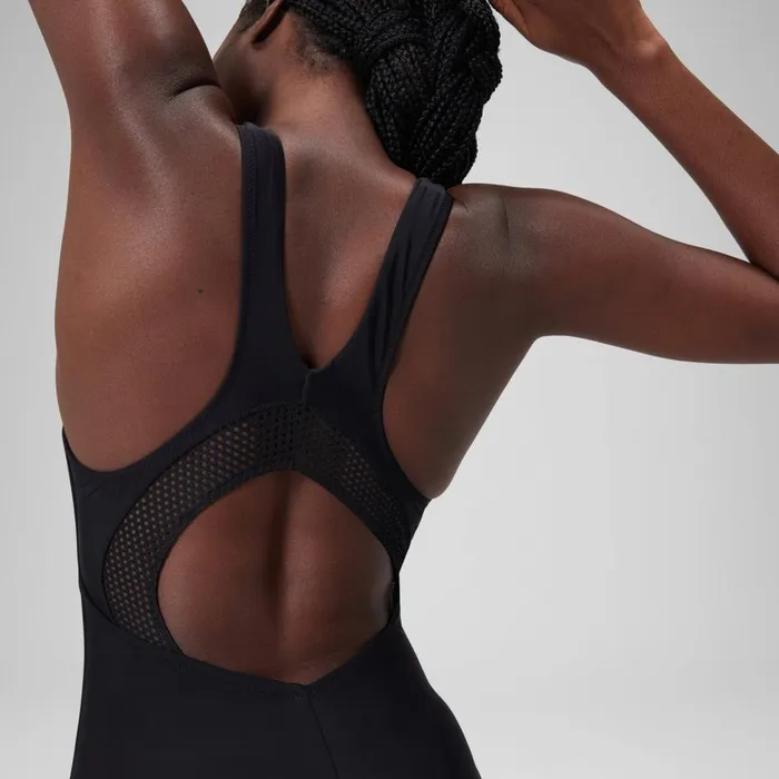 Women Swimming Costumes Speedo Women039s Solid Highneck Scoop Swimsuit Dark Grey