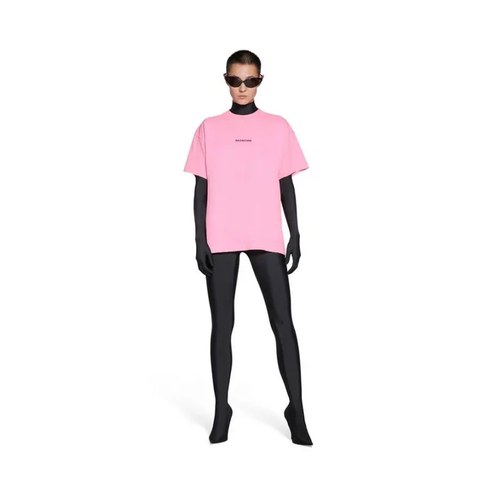 Women Tshirts Balenciaga Balenciaga Back Tshirt Medium Fit In Fluo Pink