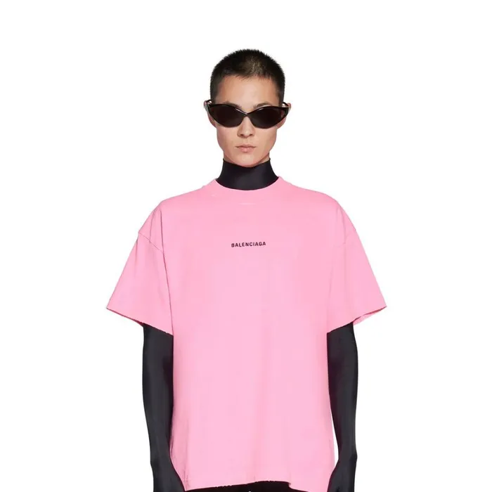 Women Tshirts Balenciaga Balenciaga Back Tshirt Medium Fit In Fluo Pink