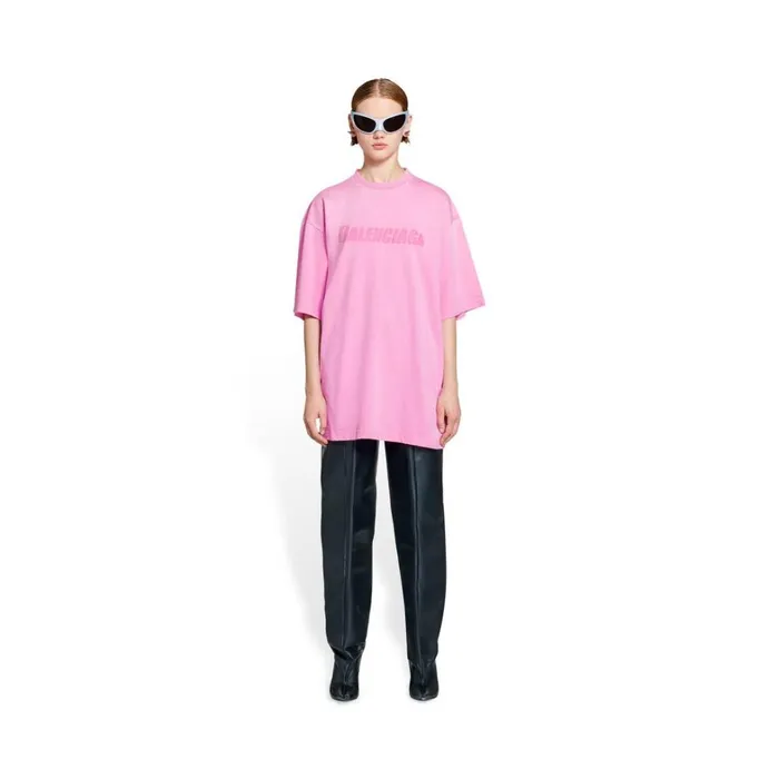 Women Tshirts Balenciaga Caps Tshirt Boxy Fit In Pink