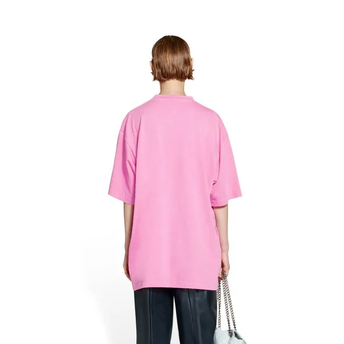 Women Tshirts Balenciaga Caps Tshirt Boxy Fit In Pink