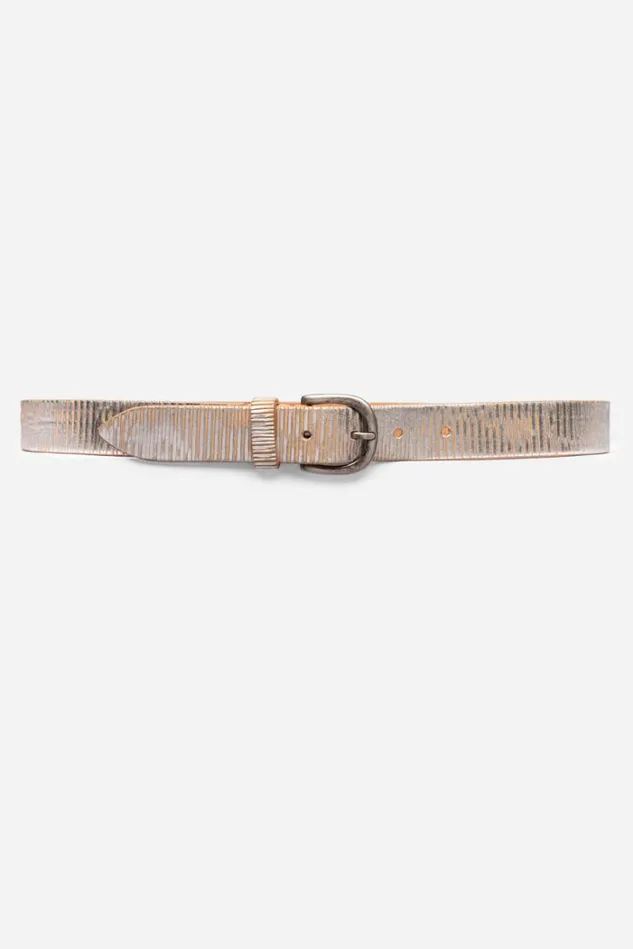 Women TAGLIO ITALIAN LEATHER BELT Silver Johnny Was Belts