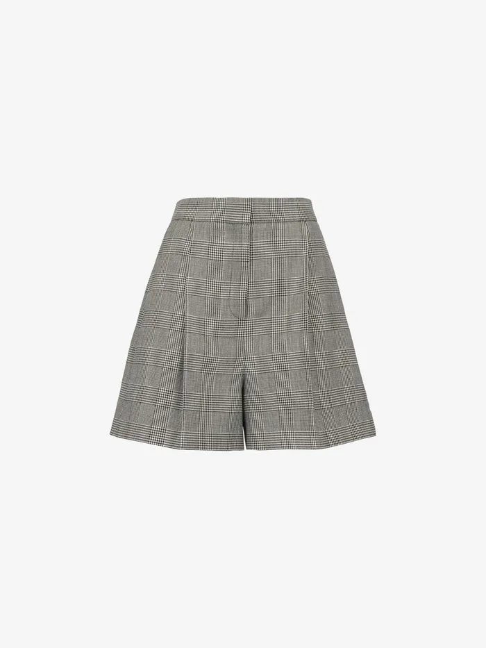 Women Tailoring Alexander McQueen Prince Of Wales Tailored Shorts Blackivory