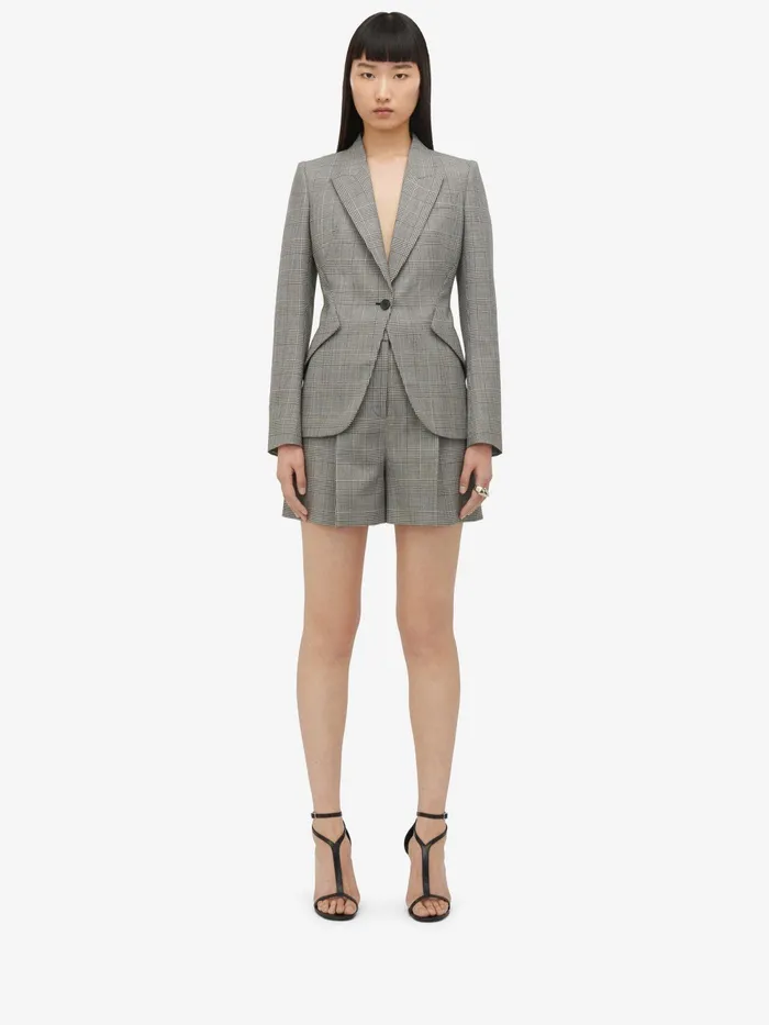 Women Tailoring Alexander McQueen Prince Of Wales Tailored Shorts Blackivory