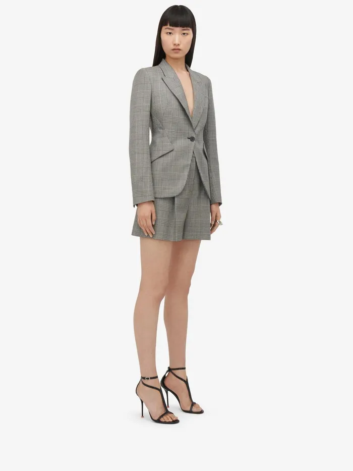 Women Tailoring Alexander McQueen Prince Of Wales Tailored Shorts Blackivory