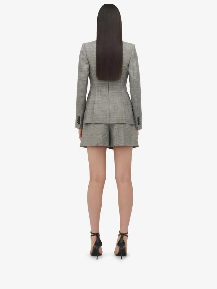Women Tailoring Alexander McQueen Prince Of Wales Tailored Shorts Blackivory