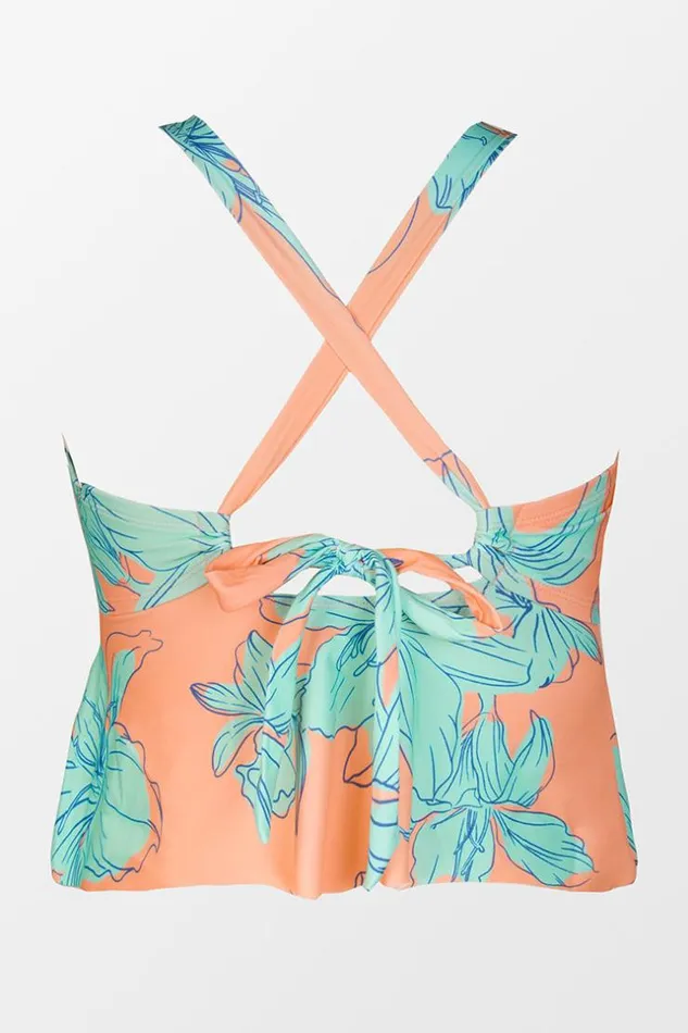 Women Tankini Cupshe Blooming Flowers Cropped Peplum Plus Size Tankini Multicolor