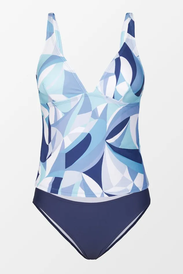 Women Tankini Cupshe Modern Geo Tall Tri Tankini And Hipster Set Multicolor