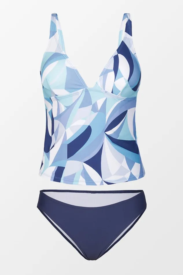 Women Tankini Cupshe Modern Geo Tall Tri Tankini And Hipster Set Multicolor