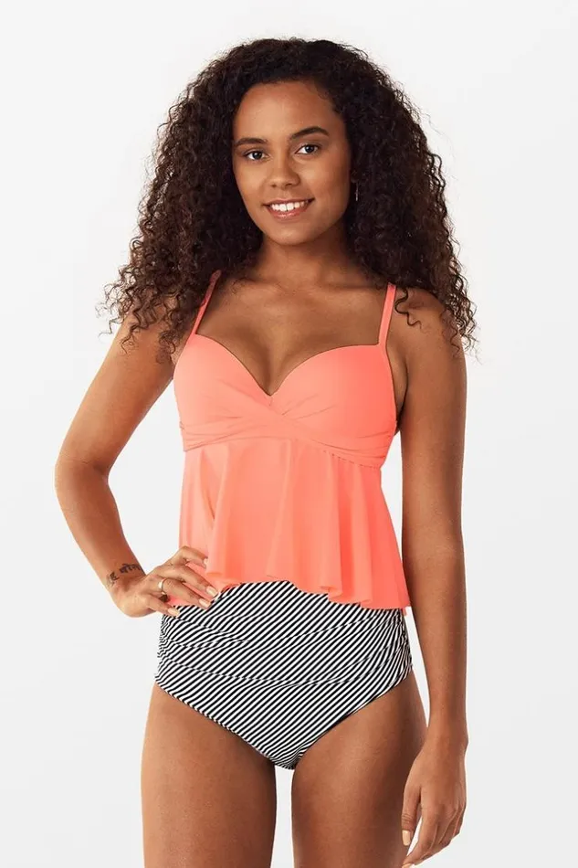 Women Tankini Cupshe Peachy Cute Twist Criss Cross High Waisted Tankini Multicolor Women Tankini Cupshe Peachy Cute Twist Criss Cross High Waisted Tankini Multicolor