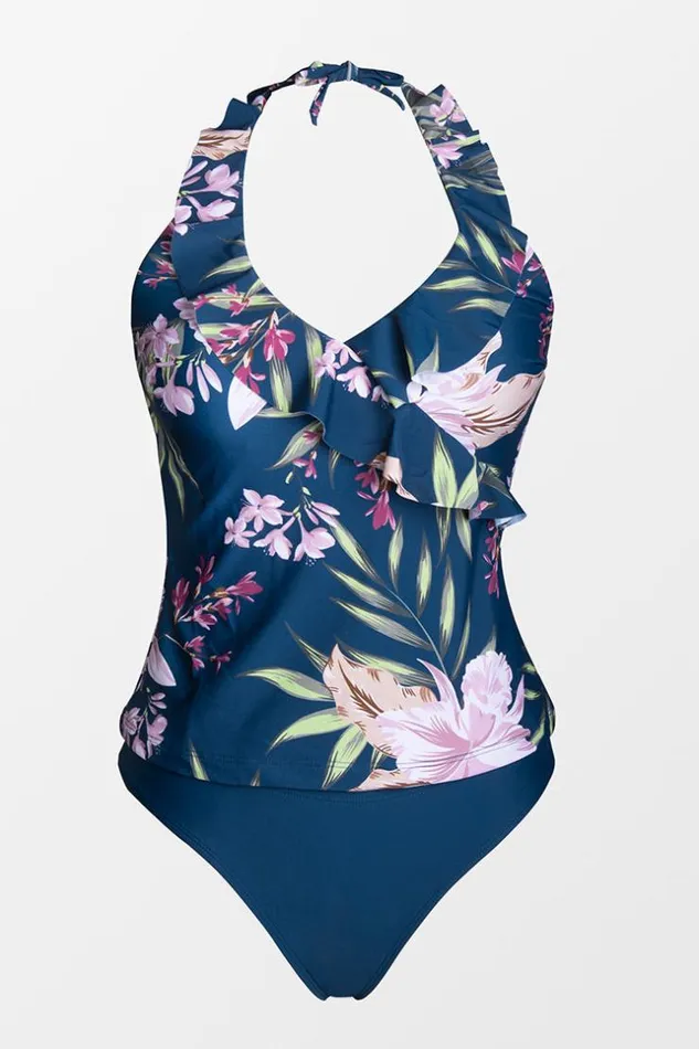 Women Tankini Cupshe Winter Fantasy Ruffle Tankini And Hipster Set Multicolor