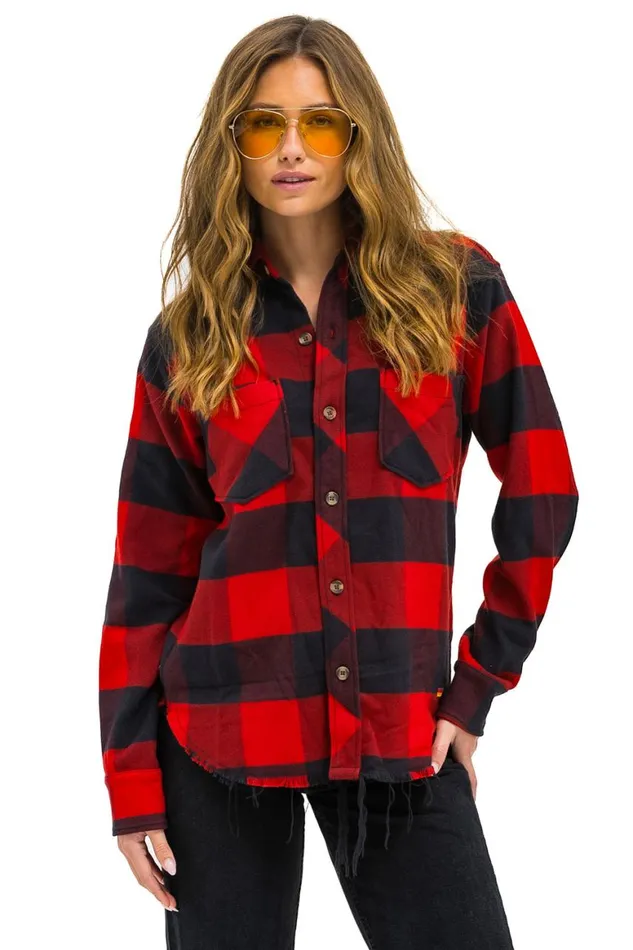 Women Tees Aviator Nation Plaid Flannel Western Shirt 8211 Buffalo Plaid
