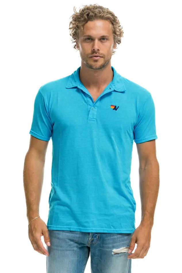 Women Tees Aviator Nation Polo 8211 Neon Blue