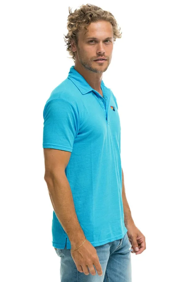 Women Tees Aviator Nation Polo 8211 Neon Blue