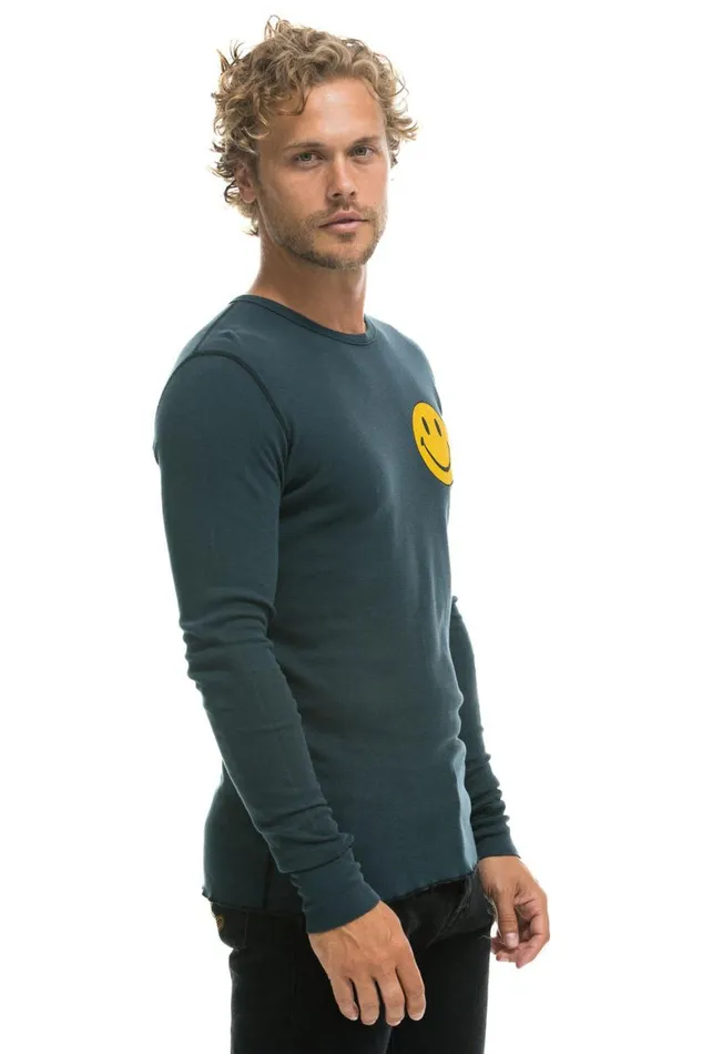 Women Tees Aviator Nation Smiley 2 Thermal 8211 Charcoal
