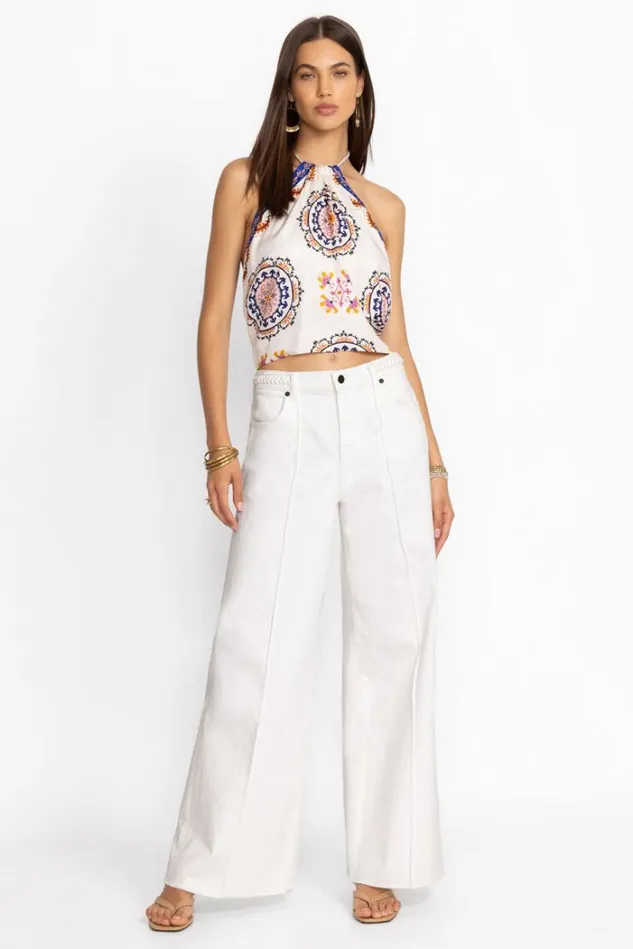 Women THE BRAIDED WIDE LEG JEAN White Johnny Was Bottoms