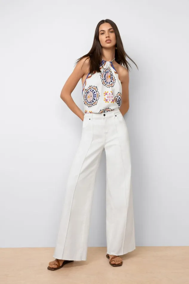 Women THE BRAIDED WIDE LEG JEAN White Johnny Was Bottoms Women THE BRAIDED WIDE LEG JEAN White Johnny Was Bottoms