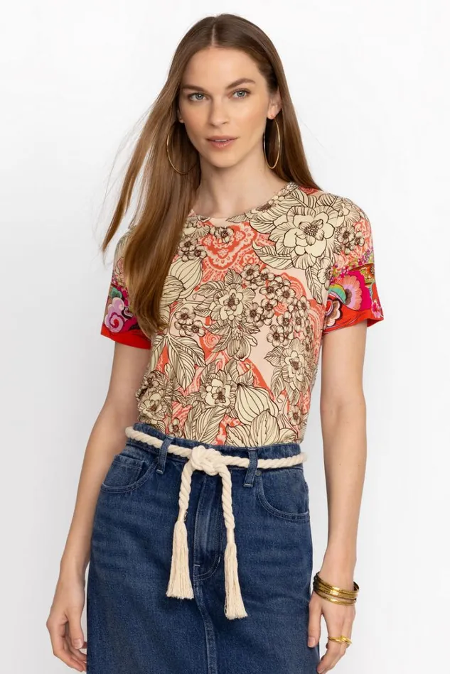 Women The Janie Favorite Short Sleeve Crew Neck Swing Tee Modey Johnny Was Tops Women The Janie Favorite Short Sleeve Crew Neck Swing Tee Modey Johnny Was Tops