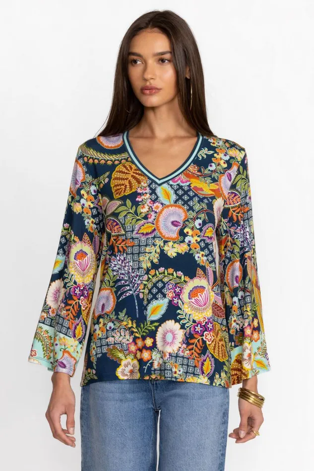 Women THE JANIE FAVORITE VNECK KIMONO SLEEVE TEE Wildbird Johnny Was Tops