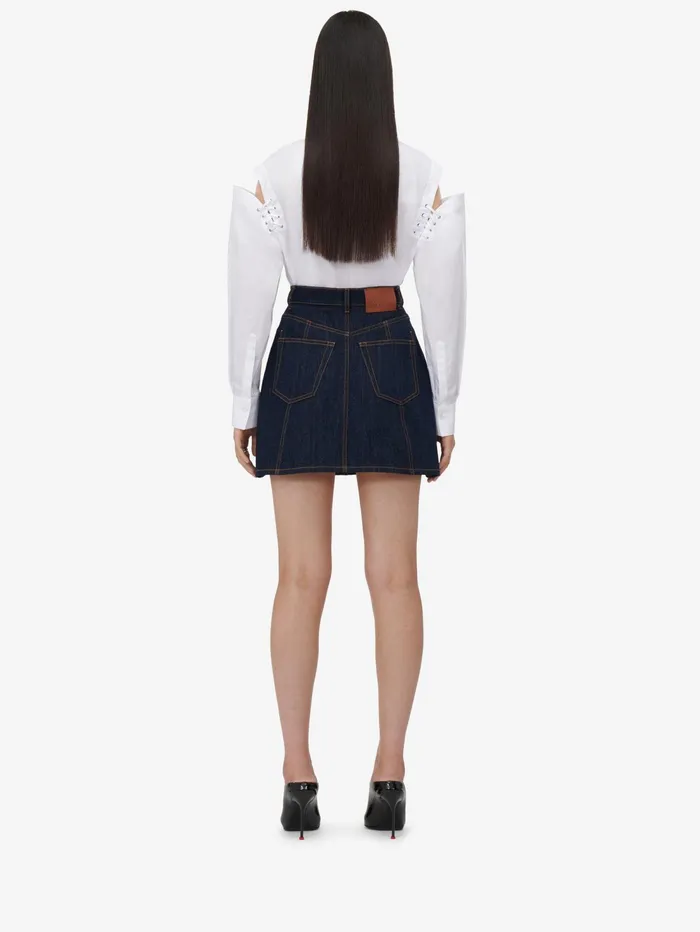 Women Tops And Shirts Alexander McQueen Lace Detail Slashed Cocoon Shirt Optic White
