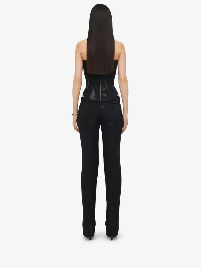Women Tops And Shirts Alexander McQueen Swallow Jacquard Corset Black