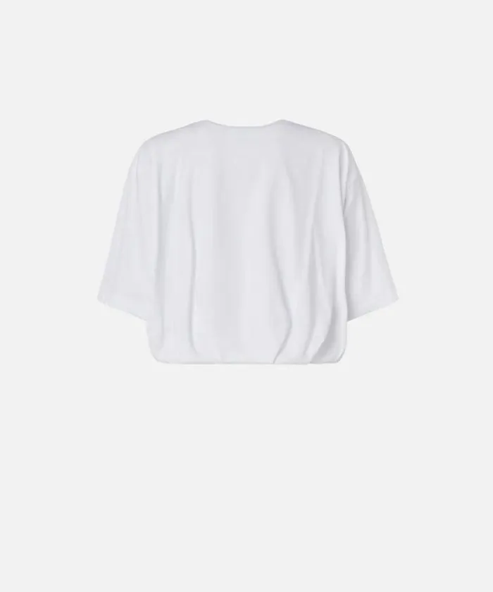Women Topwear Pinko Cropped Jersey Tshirt With Embroidered Logo Bright White Women Topwear Pinko Cropped Jersey Tshirt With Embroidered Logo Bright White