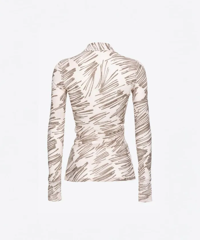 Women Topwear Pinko Glitter Print Longsleeved Polo Shirt Nudemulticoloured Women Topwear Pinko Glitter Print Longsleeved Polo Shirt Nudemulticoloured