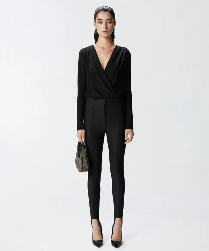 Women Topwear Pinko Metallic Lurex Knit Draped Bodysuit Blacklurex Black Women Topwear Pinko Metallic Lurex Knit Draped Bodysuit Blacklurex Black