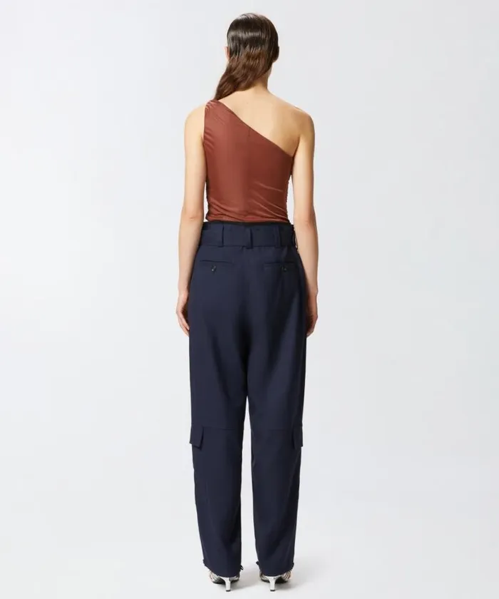 Women Topwear Pinko Oneshoulder Tulle Top Cinnamon Women Topwear Pinko Oneshoulder Tulle Top Cinnamon