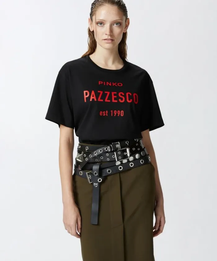 Women Topwear Pinko PINKO Pazzesco Tshirt Limo Black