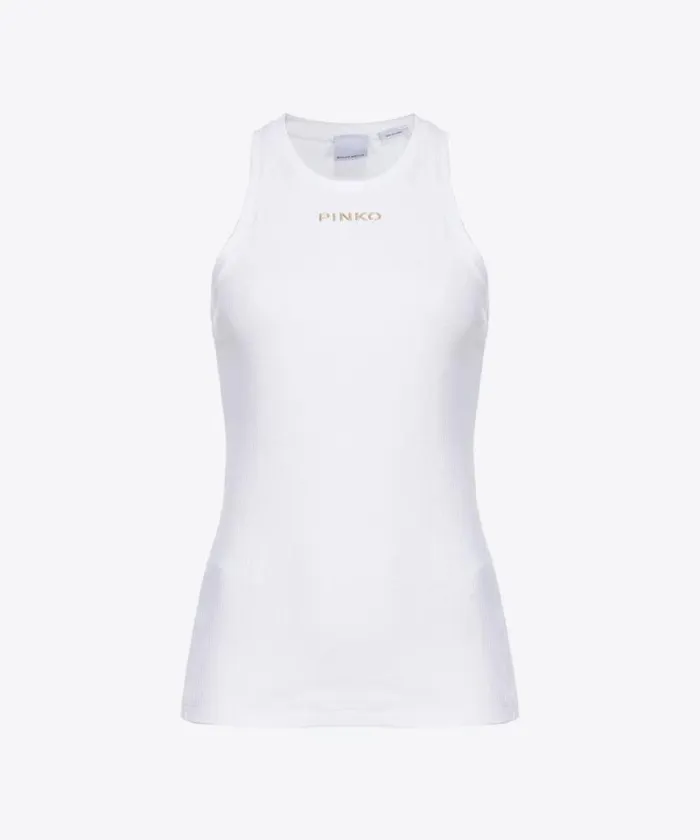 Women Topwear Pinko Ribbed Top With Logo Bright White