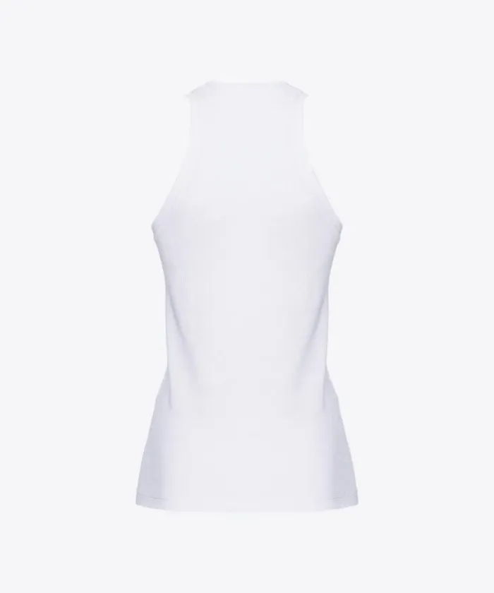Women Topwear Pinko Ribbed Top With Logo Bright White Women Topwear Pinko Ribbed Top With Logo Bright White