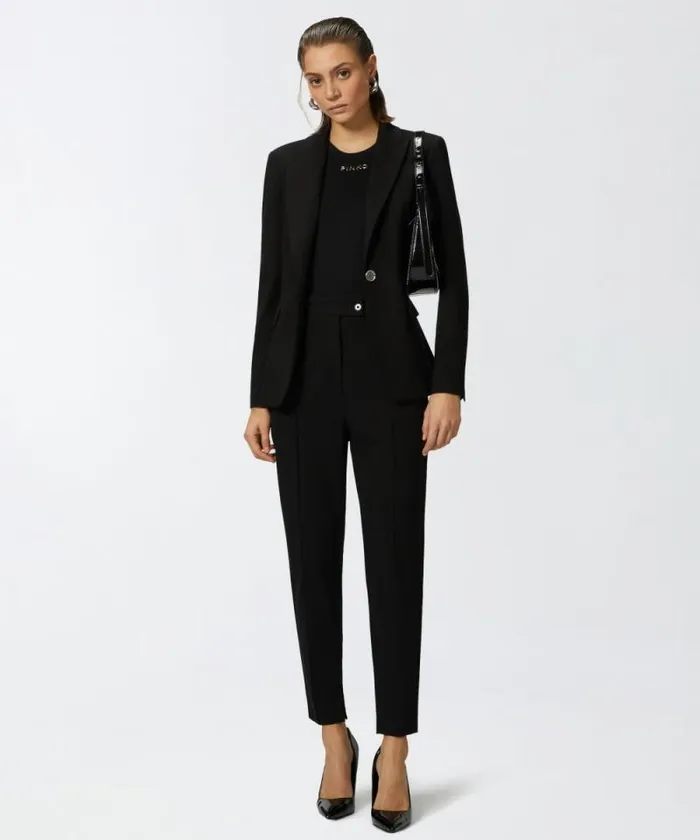 Women Topwear Pinko Ribbed Top With Logo Limo Black Women Topwear Pinko Ribbed Top With Logo Limo Black