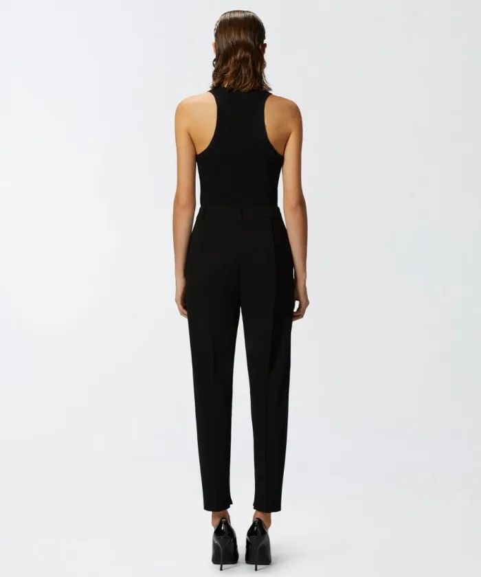 Women Topwear Pinko Ribbed Top With Logo Limo Black Women Topwear Pinko Ribbed Top With Logo Limo Black